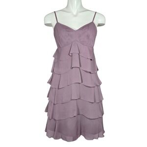 Esprit Women's Pleated Ruffle Tiered Chiffon Cocktail Dress Mauve 4